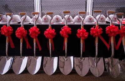 Groundbreaking shovels for construction of the new hotel